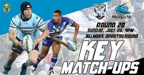 The sharks and bulldogs have a chance to climb the nrl ladder when they meet at bankwest stadium. KEY MATCH-UPS | Sharks v Bulldogs - Sharks