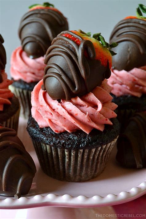 Chocolate Covered Strawberry Cupcakes The Domestic Rebel