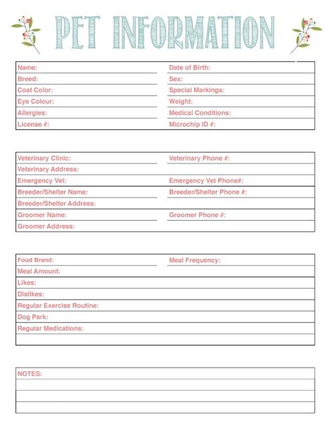 Printable Veterinary Treatment Sheet Template Printable Templates