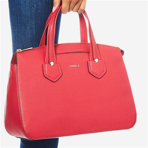 Furla Leather Giada Medium Satchel Bag With Zip In Red Lyst