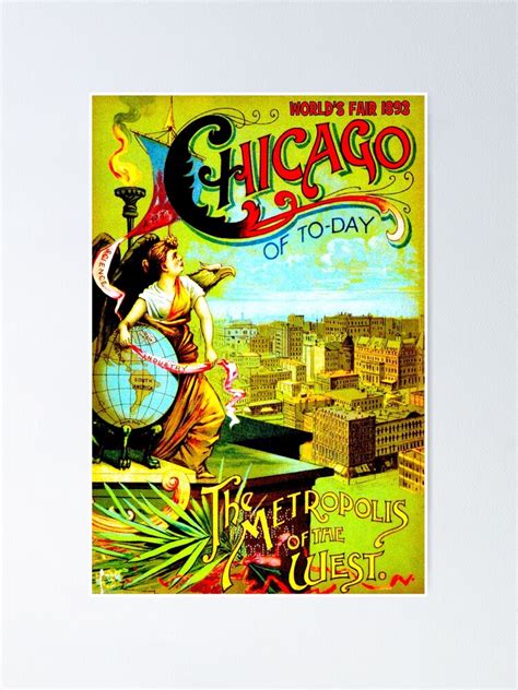 Chicago Worlds Fair Vintage 1893 Advertising Print Poster For