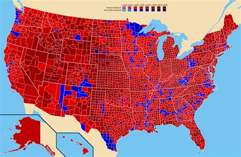 This marked the biggest blowout in an election. 1984 United States presidential election results by county 1513 x 983 : MapPorn