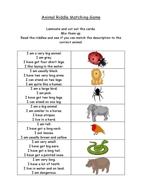 Animal Riddle Matching Game Organisms Nature Free 30 Day Trial