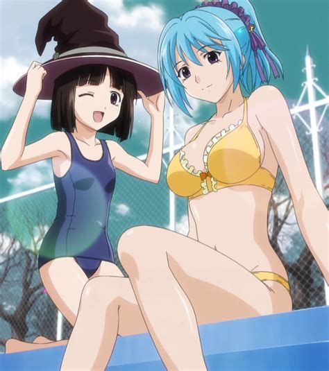 Kurono Kurumu Sendou Yukari Rosario Vampire Highres Screencap S Girls Bikini Blue