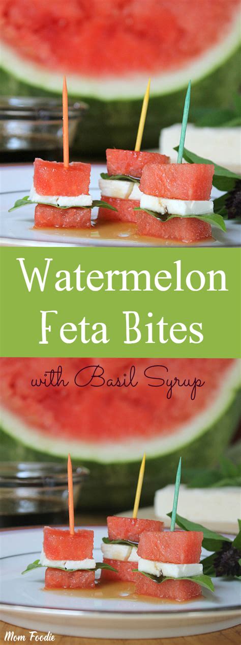 Watermelon Feta Appetizer Bites With Basil Syrup