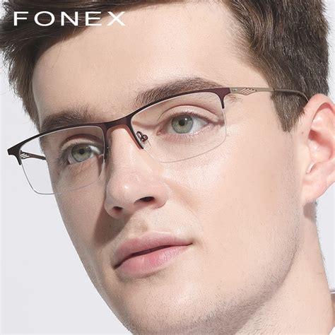 buy titanium glasses frame men square prescription eyeglasses 2018 male semi