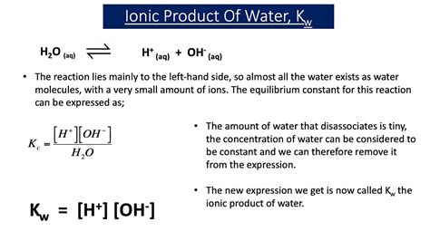 The ionic product of water kw (a2 chemistry)