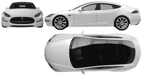 2010 tesla roadster sport vs. 2011 Tesla Model S Sedan v2 blueprints free - Outlines
