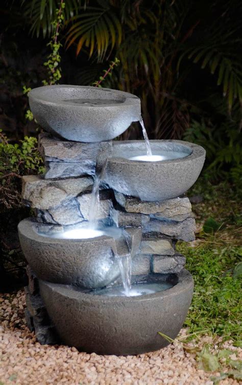 Fountains are also easier to maintain than many other water features, and are relatively painless to install. Resin/Fiberglass Tiered Modern Bowls Fountain with LED ...
