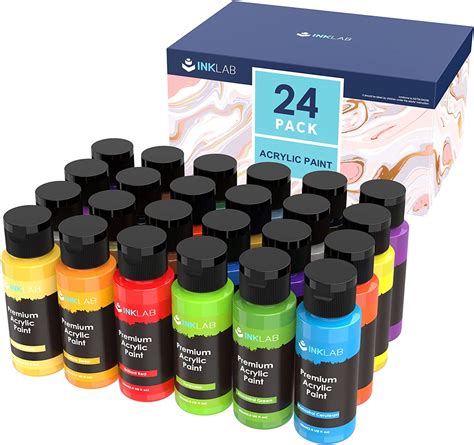 Ink Lab Acrylic Paint Set 24 Vibrant Colour Non Toxics Acrylic Craft