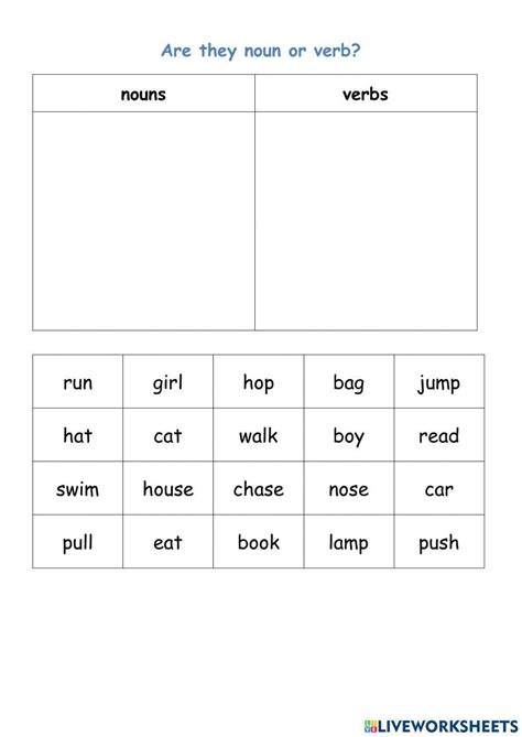 Engaging Noun And Verb Worksheets For Effective Learning