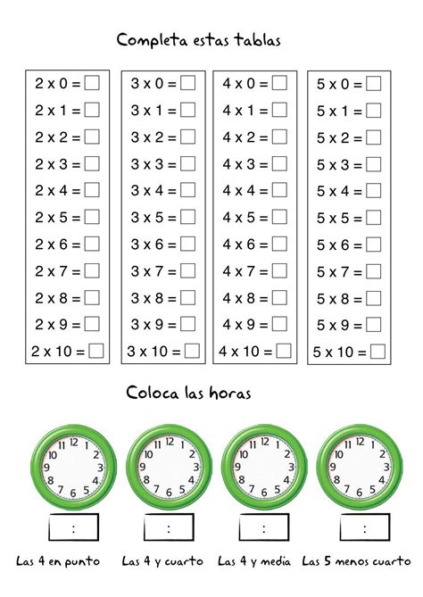 Fichas De Matematicas Multiplicacion Tablas De Multiplicar