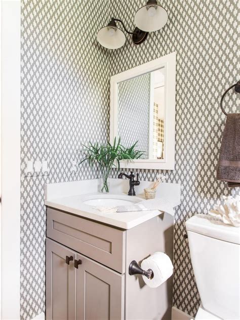 The Welcoming Guest Bathroom With Geometric Patterned Walls And