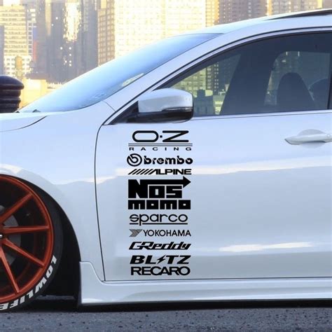 Racing Door Decal Reflective Sticker Set Car Kit Sponsor Technical