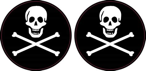 Stickertalk 2x Skull And Crossbones Circle Stickers 25 Inches X 25