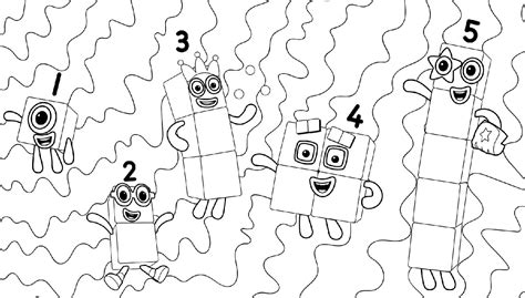 Numberblocks From 1 To 5 Coloring Page Free Printable Coloring Pages