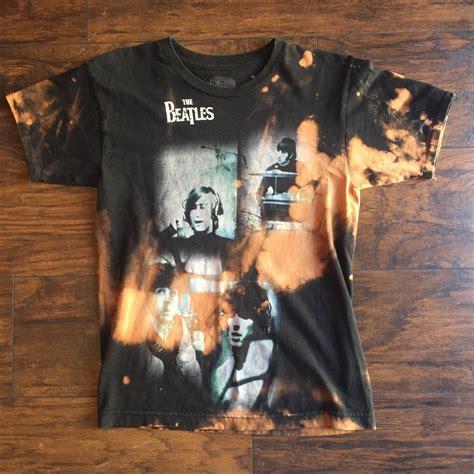 The Beatles Hand Distressed One Of A Kind Acid Washed Tie Dye Band Tee