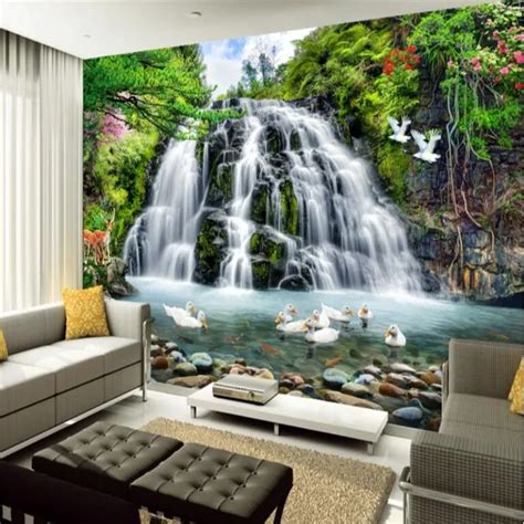 Large Landscape Waterfalls Mural Wallpaper European Style 3d Living