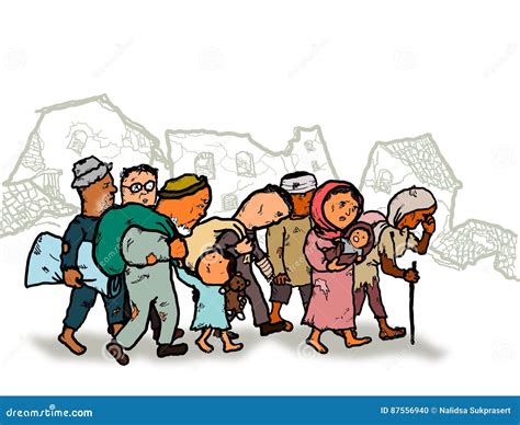 Los Refugiados Emigran A Vagabundo Ilustración Del Vector Ilustración De Civil Preso 87556940