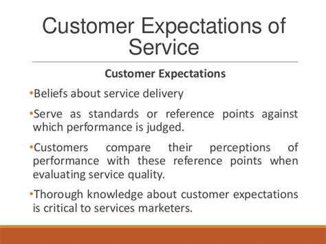 Customers Expectation Of A Service