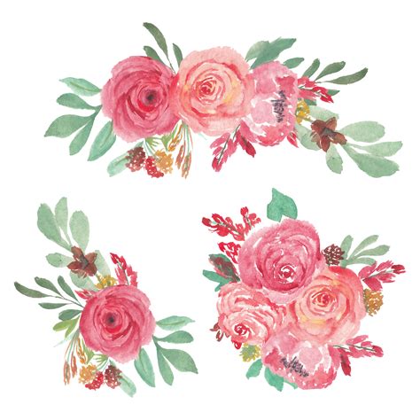 Rose Floral Arrangement Collection In Watercolor Painting 1211700