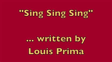 Sing Sing Sing Lyrics Youtube