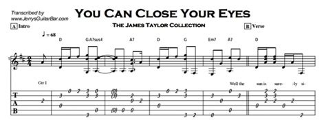 James Taylor You Can Close Your Eyes Guitar Lesson Tab And Chords