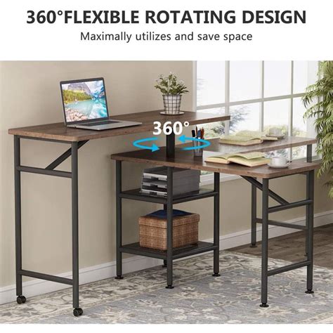 Tribesigns L Shaped Rotating Standing Desk Industrial Degrees Free