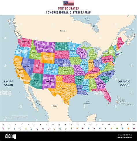United States Congressional Districts Map High Detailed Vector