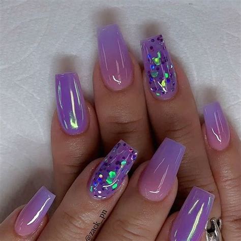 Purple Glitter Ombre Coffin Nails Nail And Manicure Trends