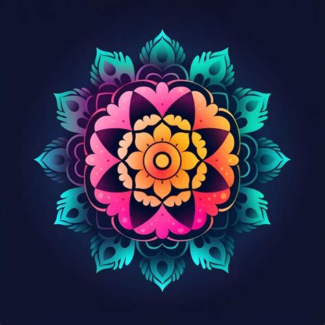 Premium Ai Image Neon Mandala Art Design With Colorful Gradient