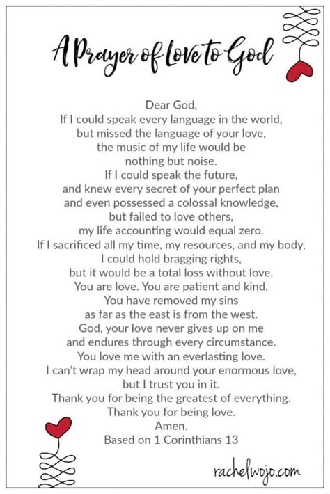 A Prayer Of Love To God Rachel Wojo