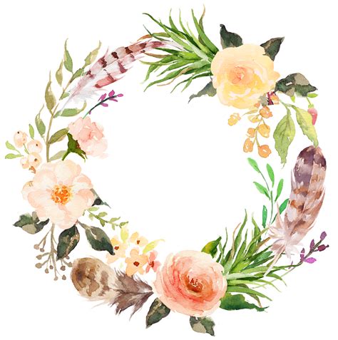 Flower Clip Art Watercolor Aesthetic Style Floral Wreath Png Download