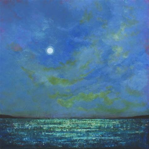 Sage Mountain Studio Nocturnal Painting Ocean Painting With Full Moon