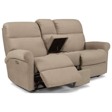 Flexsteel Davis Casual Reclining Loveseat with Cupholder Storage