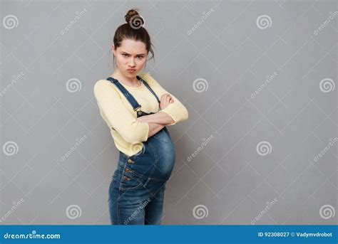 Angry Pregnant Woman With Arms Crossed Stock Image Image Of