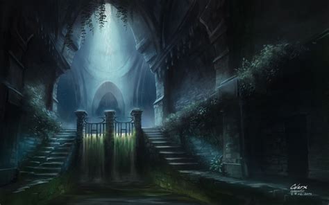 Flooded Catacombs By Celarx Fantasy Landscape Fantasy Art Landscapes