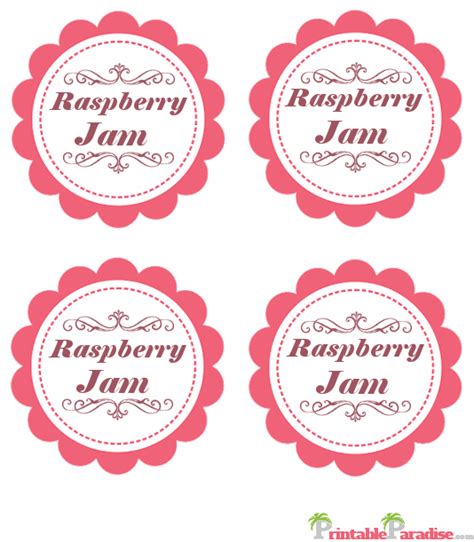 Printable Raspberry Jam Canning Jar Labels