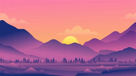 Download 1366x768 Wallpaper Beautiful Evening Landscape Forest