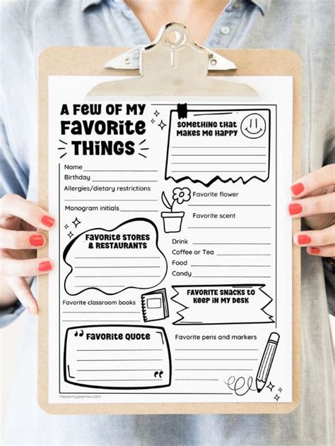 Teacher S Favorite Things Form For The BEST Teacher Gifts