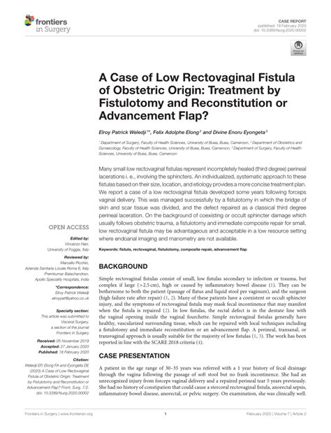 Pdf A Case Of Low Rectovaginal Fistula Of Obstetric Hot Sex Picture