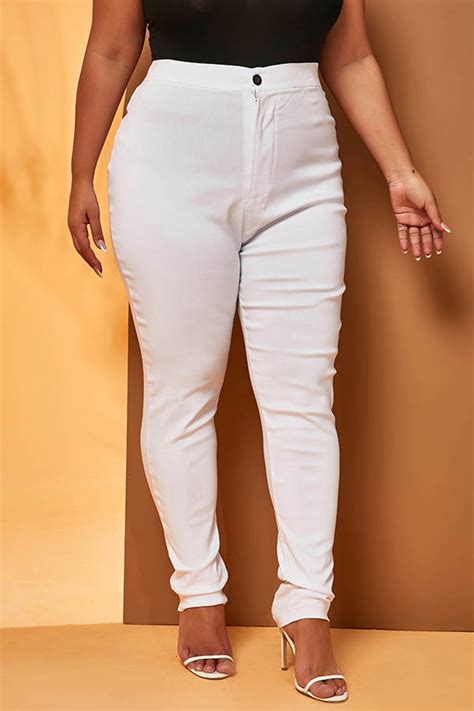 Lovely Casual Skinny White Plus Size Jeanslw Fashion Online For Women