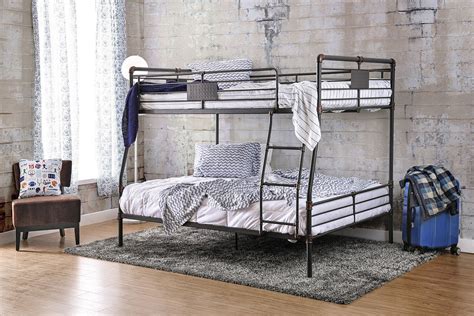 Xavier Industrial Piping Metal Xl Full Over Queen Bunk Bed