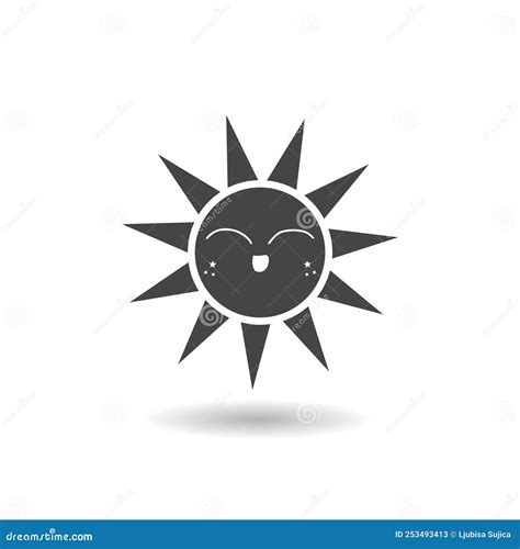 Cute Sun With Smile Icon With Shadow Stock Vector Illustration Of Emoticon Face 253493413