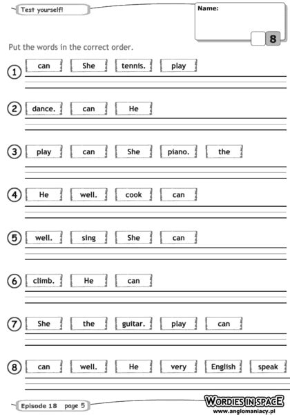 Put The Words In The Correct Order Worksheet For 2nd 3rd Grade