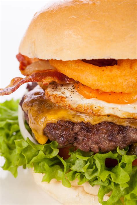 Delicious Egg And Bacon Cheeseburger Stock Image Image Of Closeup