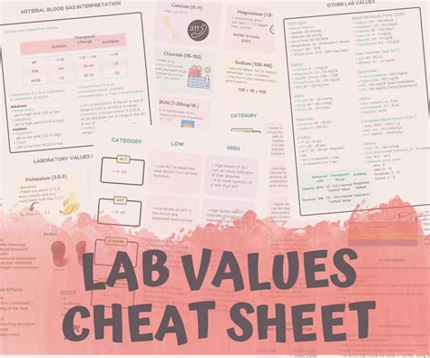 Lab Values Cheat Sheet Nurseinthemaking Nursing Survival Etsy Australia