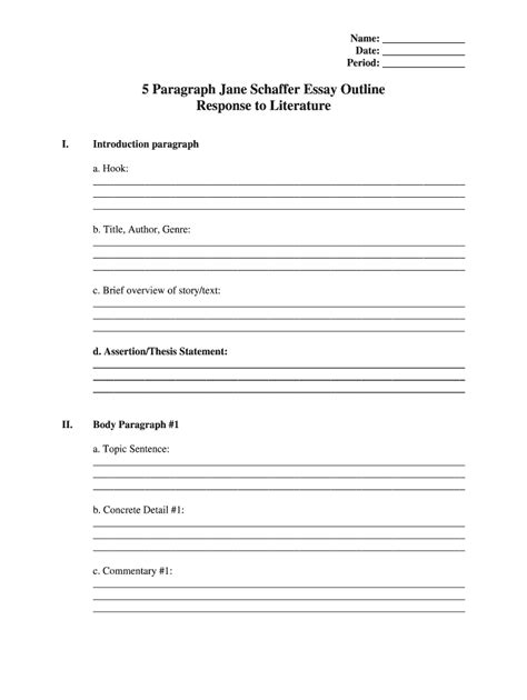5 Paragraph Essay Outline Fill Online Printable Fillable Blank