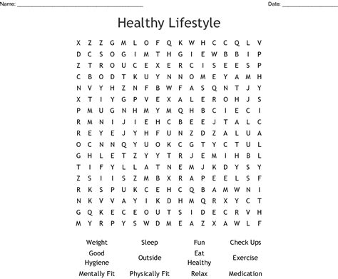 Healthy Word Search Printable