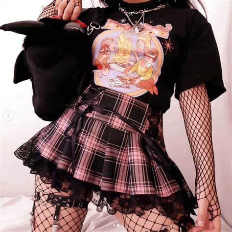 Pastel Goth Harajuku Grunge Pleated Skirt Egirl Lace Etsy